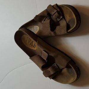 Ivan cork amd leather slip on sandal